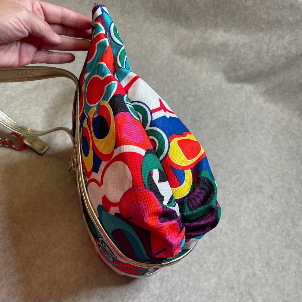 Coach Poppy Glam Graffiti Y2K Gold Metallic Multicolor Zip Tote Bag - Picture 6 of 17